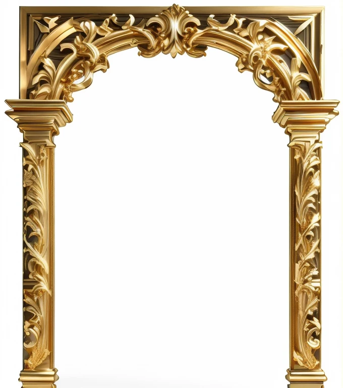 a gold arch with a decorative design on the top, gothic arch frame, ornate gold, ornate backdrop, ornate frame, ornate gold border, art piece frame, golden frame, ornate, baroque frame border, gold framed, intricate art nouveau frame, an intricate art nouveau frame, gold gates of heaven!!!!!!!!, baroque detailed, ornate border frame, tall golden heavenly gates