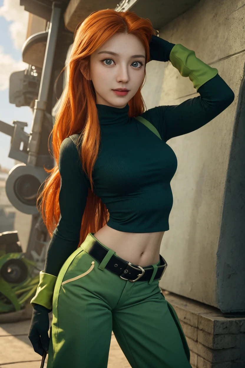 ((ROW фото )), ((high quality)), ((Photorealism)), masterpiece, Clarity, detailing, high sharpness, sexy girl along the great wall of china with her friends, backpack, sportswear, Evening, big green eyes, (( Red hair )) , freckles, small parts, small breasts, pleasure, Bright studio lighting, smile,