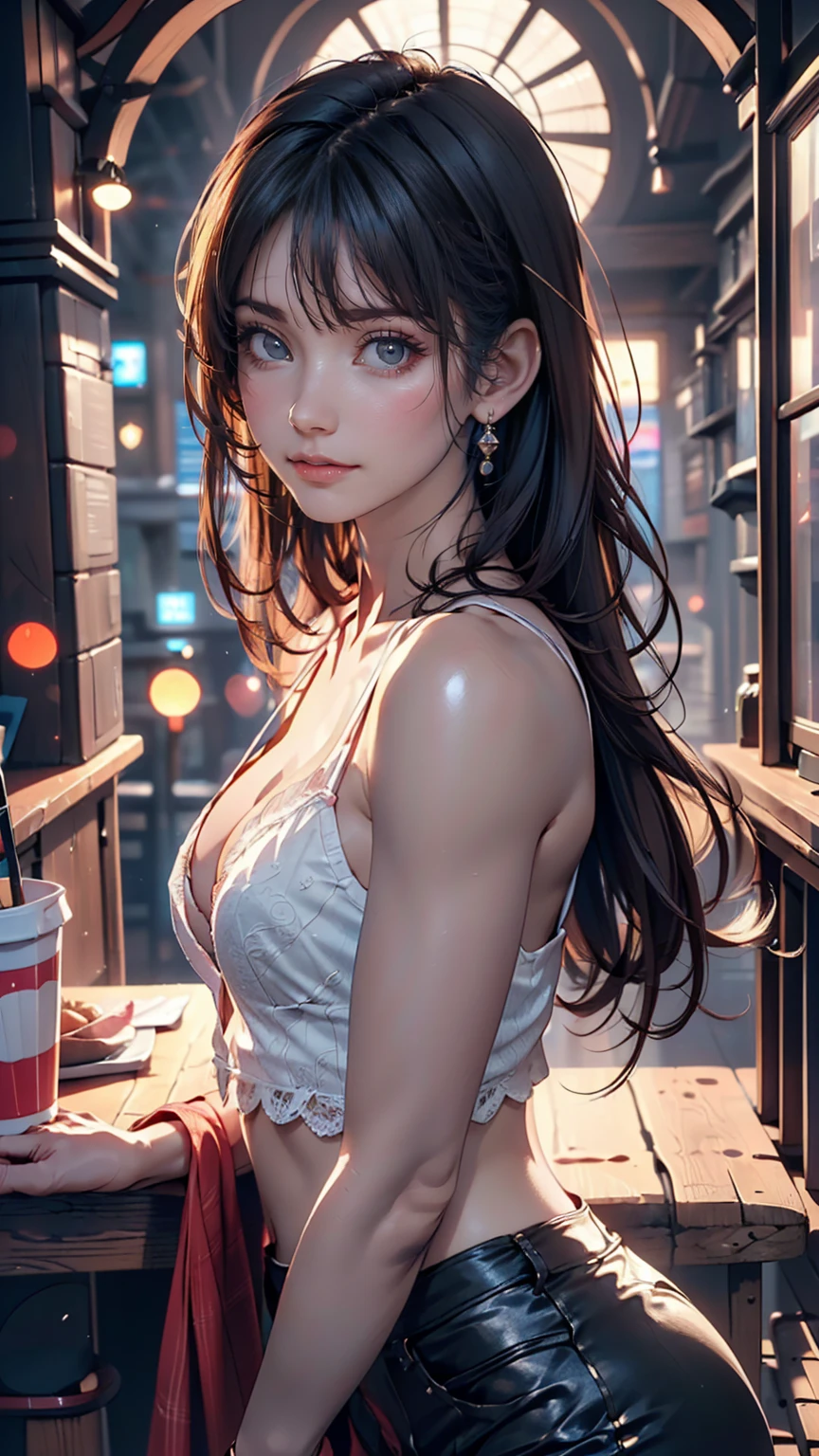 One girl, smile, (((Small breasts))), (((Bokeh))),Depth of written boundary, Cute face, Looking at the audience, masterpiece, Model shooting style, Cleavage, Full body portrait, Sexy pose, ((8K, RAW Photos, Highest quality, masterpiece), High Definition RAW Color Photo Pro Photo, (Realistic, Photographic realism:1. 37), (Highest quality), (Best Shadow), (Best illustrations), Ultra-high resolution, Highly detailed CG integrated 8K wallpaper, Physically Based Rendering, Cinema Lighting),Sexy proportions、Sexy、