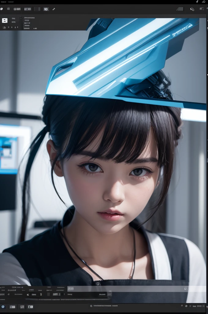 An image of a video editor with blue ambient light
