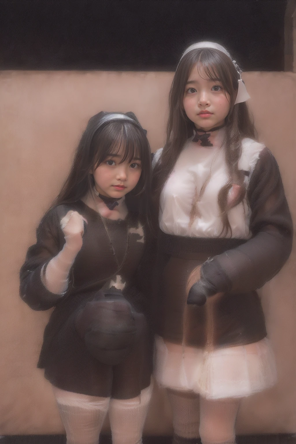 (((深夜のネオン街で立っている女子高校生のsisteryounger sisterが2People are the protagonists:2.0)))、(extraの人物はEveryoneマイクロミニスカート女子高生でサイハイソックスを着用しています)、(女子高校生のsisteryounger sisterはマイクロミニスカートを着た童顔でセクシーなギャルsisteryounger sisterです:2.0)、驚異的にかわいいsisteryounger sister:1.8、(((Everyone)(sisteryounger sisterは膝上まであるシアーブラックサイハイソックスと厚底のローファーを絶対履いています:2.0)))、(I'm wearing leather shoes with very high heels.:1.7)、Ultra HD、Ultra delicate、8K shooting、((Full body shooting:1.9))、extra;((Super cute high school girl being covered in semen:1.8))、Scattered sperm、(Ejaculation competition)、Exposed real penis、(((Projectile ejaculation)))、((Milk squirts straight from penis))、(マイクロミニスカートを着た童顔でセクシーなギャルsisteryounger sisterがいます)、((2 Dickgirls:2.0))、驚異的にかわいいDickgirl女子高生のsisteryounger sister、(sister;Blonde)、(younger sister;Brown Hair)、fit uniform、Winter clothes、Japanese knee-high socks school black uniform、(Large G-cup breasts)、(Her shirt is open at the chest, exposing her cleavage)、Shirts and sweaters are short and expose the waist、(Beautiful oily and shiny thighs)、((Long legs:1.8))、((Wide thighs))、Lifted((Micro Mini Skirt))、With garter、(Sheer black knee-high socks:2.0)、(((Everyone)(I always wear sheer black thigh-high socks that reach above my knees.:2.0)))、(I'm wearing very high heel loafers)、Nogizaka Idol、Korean Idol、Inviting you in、The Eyes of Orgasm、Inviting eyes