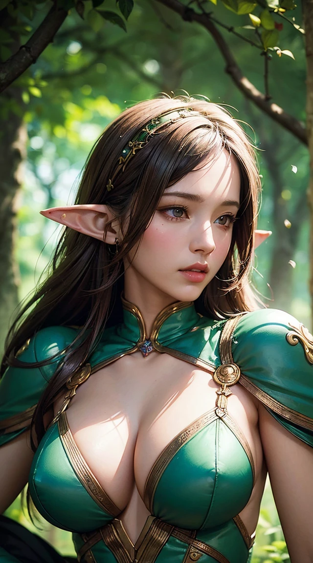 Elf mechanical Warhammer style sniper beauty brown hair