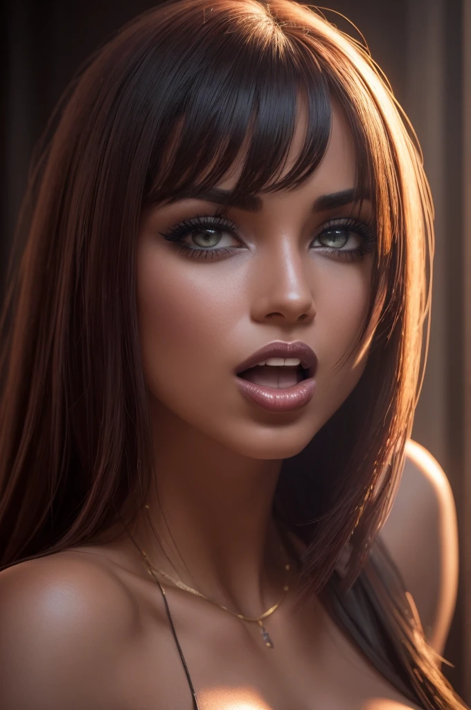 woman with sexy mouth and tongue out with an expression of pleasure(best qualityer,4K,8K,high resolution,work of art:1.2),ultra detali,(realisitic,photorealisitic,photo-realisitic:1.37),detailedeyes,Detailed lips,extreme detailed face, intense expression,chiaroscuro lighting,temperamental atmosphere,dramatic shadows,rich colors,cinematic,portraite
