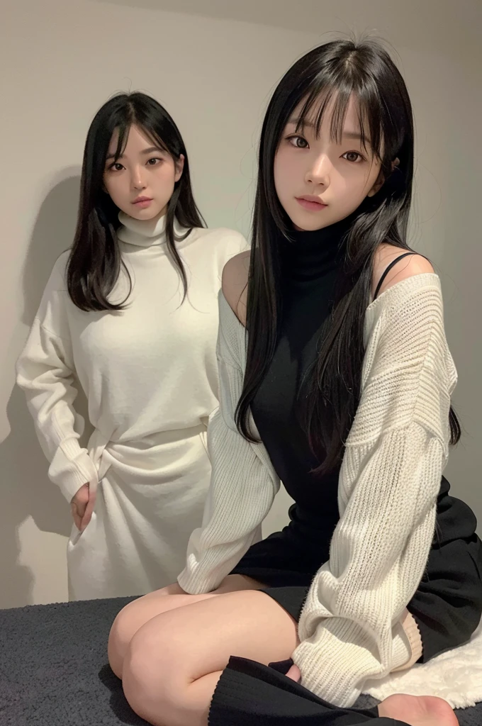 (Tit, Turtleneck Knit, Shoulder Bag), (Top Quality, Masterpiece: 1.3, Ultra High Resolution,), (Ultra Detail, Caustics), (Photoreal: 1.4, RAW Shooting,) Ultra Realistic Capture, Highly Detailed , High resolution 16K like human skin, natural skin texture, skin tone looks even and healthy, uses natural light and color, 1 female, 25 years old Japanese, cute, Black hair, long hair, (depth of border notation, chromatic aberration, wide lighting range, natural shading,), (hair swaying in the wind: 1.2), room, crawling on all fours, massage costume, exposed skin, short skirt,