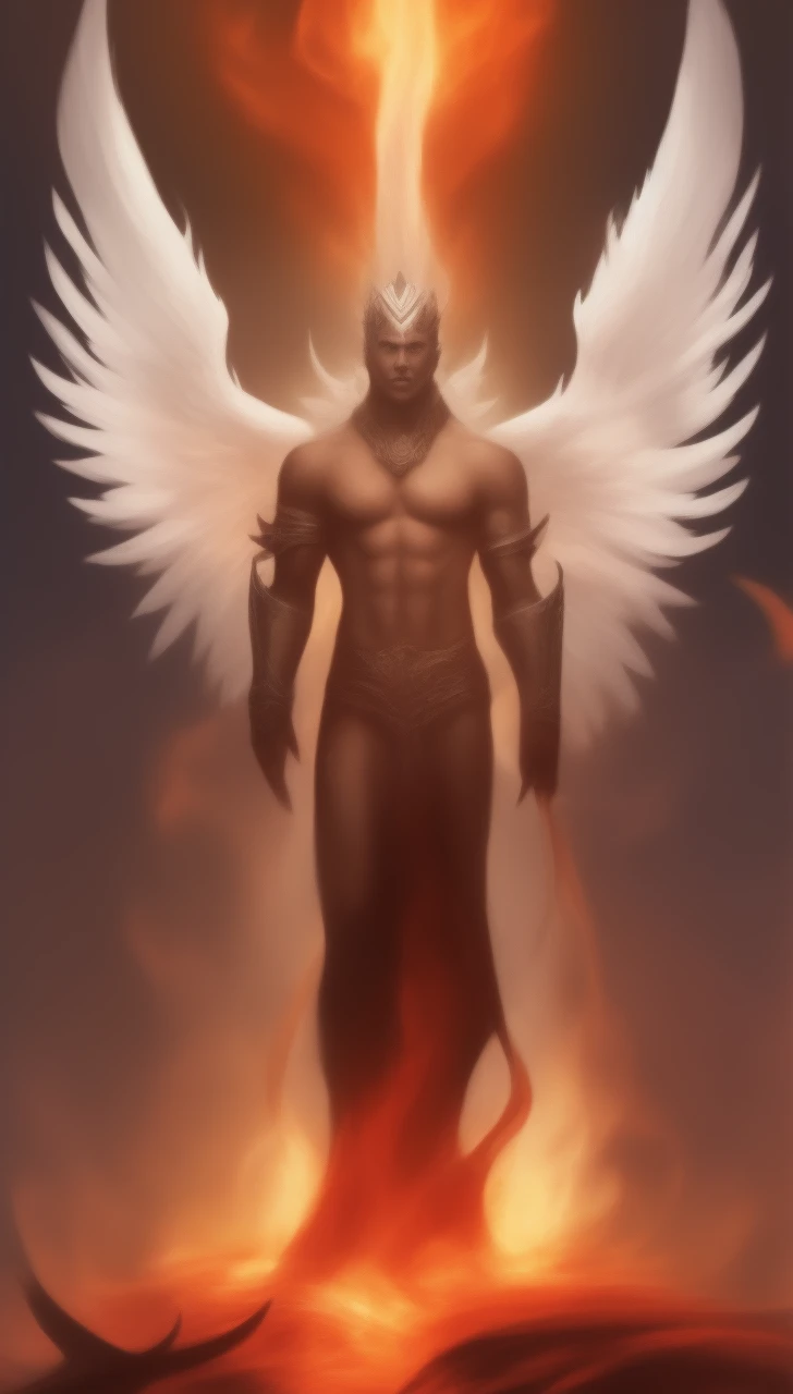 Un hombre with wings standing in the dark with hands outstretched, lucifer the star, Loki still ( 2 0 2 1 ), archangel, frame from a fantasy movie, lucifer, dune movie frame-2021, Stunning visual effects, the angel of death with a halo, winged human, with burning golden wings of flame, movie 2022 Arafed male with black wings 
, with wings standing in the dark with hands outstretched, digital art by Aleksander Kobzdej, Pexels, digital art, lucifer the star, Loki still ( 2 0 2 1 ), archangel, frame from a fantasy movie, lucifer, dune movie frame-2021, Stunning visual effects


