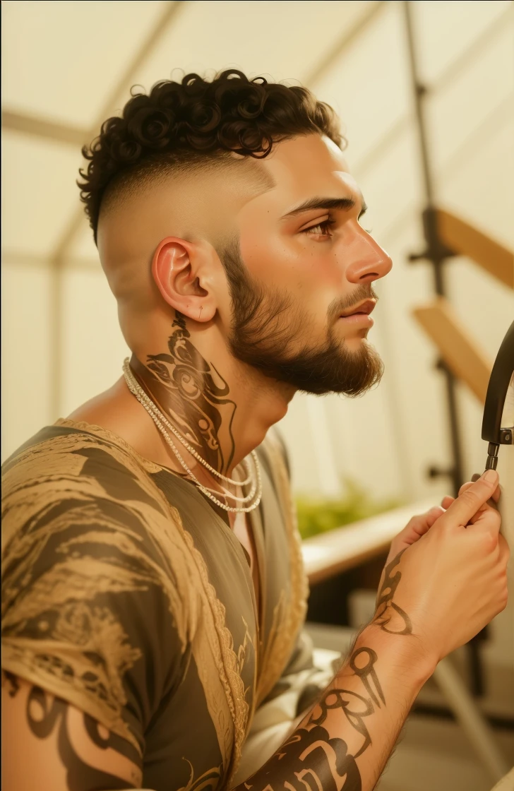 RAW photo, a (potrait:1.2) of a very handsome male, with curly hair (high detailed skin:1.2), 8k uhd, dslr, soft lighting, high quality, film grain, Fujifilm XT3