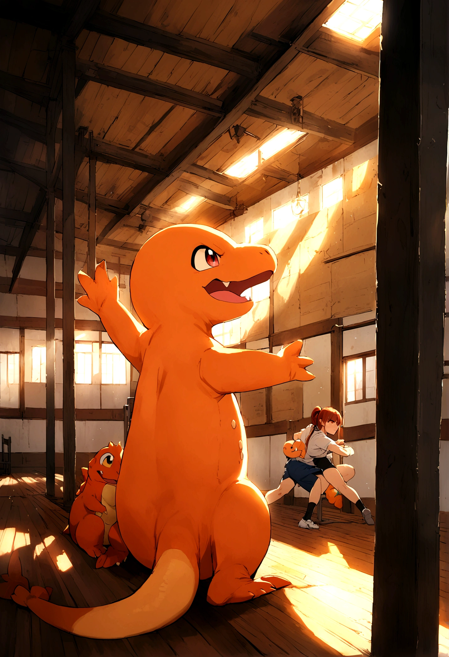 charmander, gymnasium, struggle