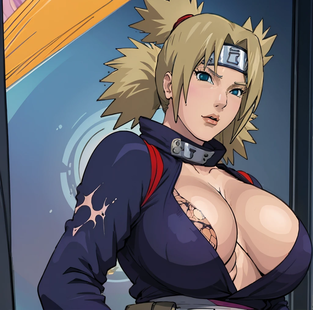 a comic strip, with a large breasts, with large breasts, (sfw) safe for work, tsunade from naruto, revealing clothes, cell shaded adult animation, ecchi anime style, giantess art, nami from one piece, android 18, breasts covered and sfw, oppai, large breasts