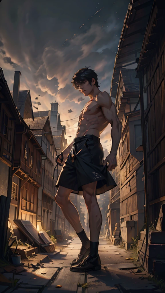 (masterpiece, 4K ,Super detailed:1.2), (anime:1), (Perfect quality), The whole body is shown, Scoundrel, Thief, Mob, There is a shadow around the eyes