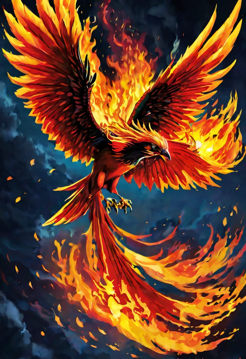 a flying fire bird