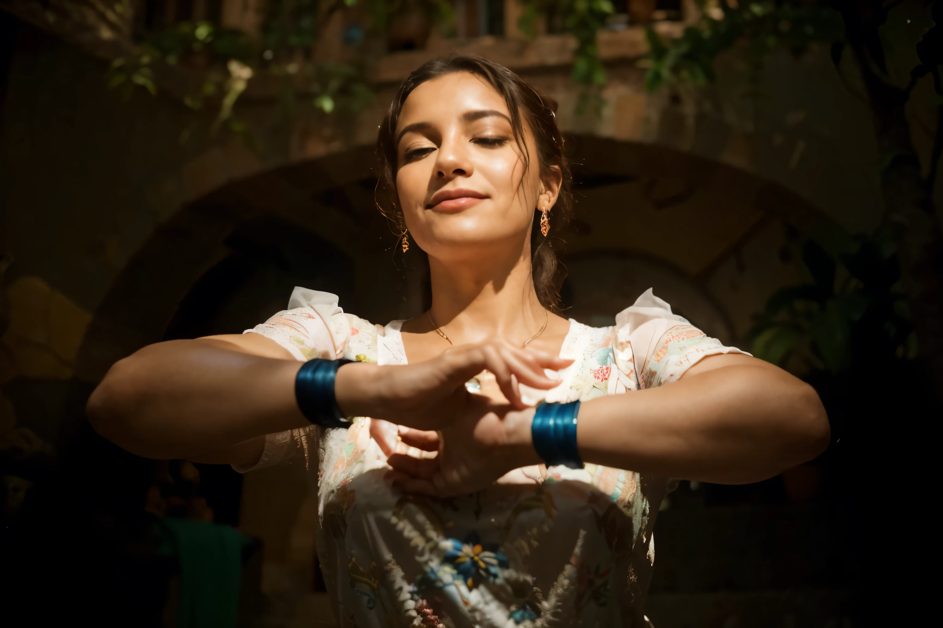 (Best quality, 8k, 32k, Masterpiece, UHD:1.2), "Transform the scene into the vibrant and magical Casa Madrigal from Encanto. Picture a colorful, multi-story house with a distinct Spanish Colonial style, adorned with vibrant tiles, intricate wrought iron balconies, and lush greenery spilling from every corner. The exterior walls are painted in bright, cheerful hues, reflecting the house's lively character.
The courtyard is filled with an array of tropical plants, blooming flowers, and a whimsical fountain at the center, surrounded by winding pathways and cozy seating areas. Each window and door is unique, framed with decorative tiles and flanked by blooming vines. The house feels alive, exuding warmth and enchantment.
Inside, rooms are filled with vibrant colors and intricate designs, each reflecting the magical abilities of the family members who reside there. The atmosphere is filled with a sense of wonder and harmony, as if the house itself is an extension of the family’s magic. Stairs and corridors wind through the house in unexpected ways, with hidden corners and magical surprises around every turn.
The setting should evoke a sense of joy, magic, and family unity, capturing the heart and soul of the Casa Madrigal from Encanto."
