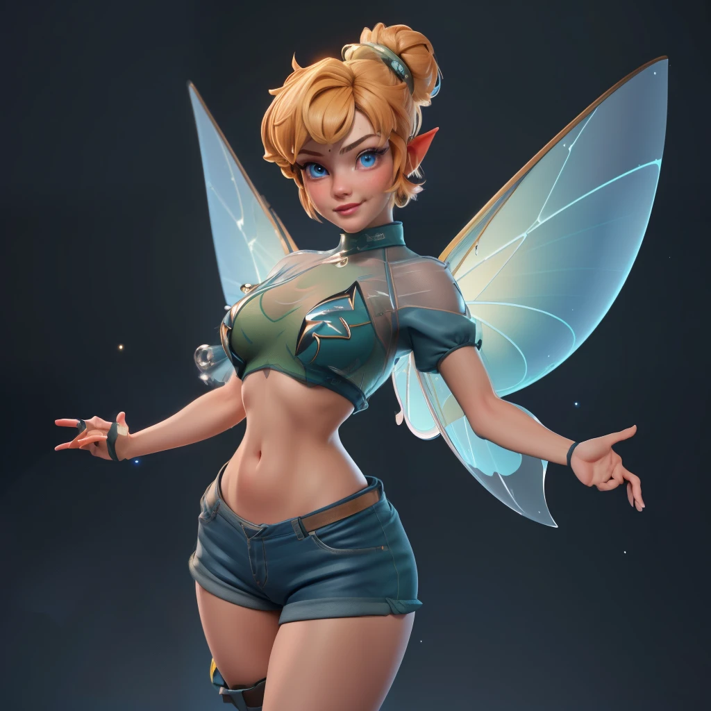 (TinkerWaifu:1), smile, sexy pose, cute, looking at the viewer, thick thighs, single bun, short hair, (short dolphin shorts:1), (fairy wings), standing, (focus on breasts:1.2), from above, (realistic: 1.2), (realism), (masterpiece: 1.2), (best quality), (ultra detailed), (8k, 4k, complex),(full body photo: 1),(cowboy photo:1.2), (85mm), light particles,  lighting, (highly detailed:1.2),(detailed face:1.2), (gradients), sfw, colorful,(detailed eyes:1.2), (detailed ladscape, inside a glass jar :1.2),(detailed background),detailed landscape, (dynamic angle:1.2), (dynamic posture:1.2), (rule of terceira_composição:1.3), (line of action:1.2), general plan, daylight, soil,