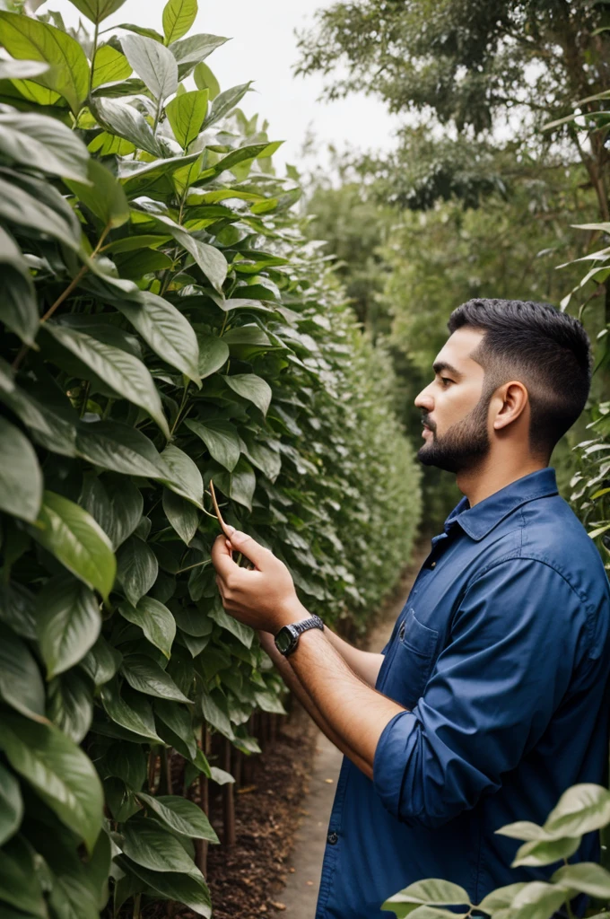 Man talking to plant that has human traits