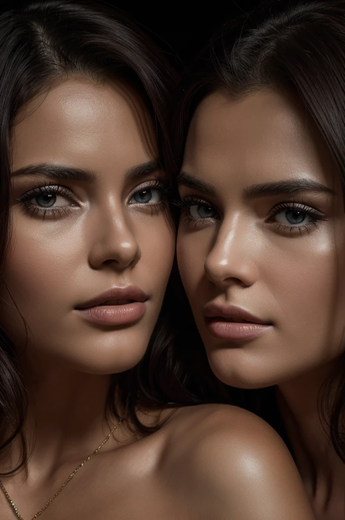man and woman kissing in a dark bed (best qualityer,4K,8K,high resolution,work of art:1.2),ultra detali,(realisitic,photorealisitic,photo-realisitic:1.37),detailedeyes,Detailed lips,extreme detailed face, intense expression,chiaroscuro lighting,temperamental atmosphere,dramatic shadows,rich colors,cinematic,portraite