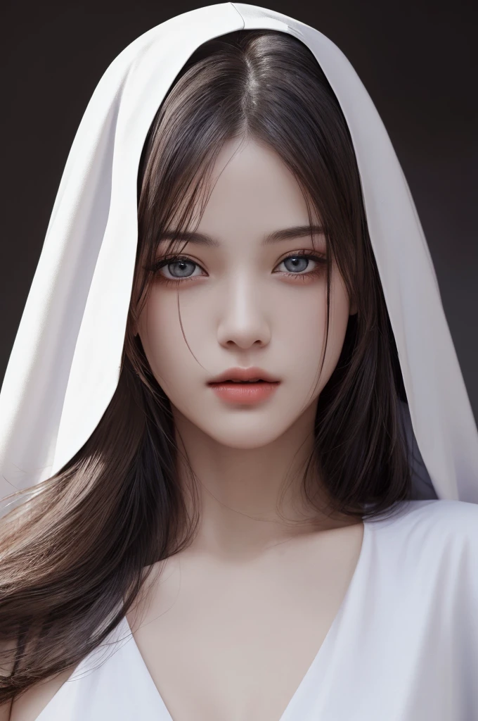 Highest quality、masterpiece、Ultra-high resolution、(Photorealistic:1.37) 、Raw photo、1girl、Long Hair、Beautiful Eyes、Beautiful Face、Detailed eyes and face、Nun Gown、Dynamic Lighting、In the Dark、Deep Shadow、Low Key,nsfw,