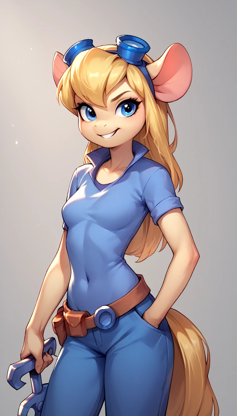 score_9, score_8_up, score_8, score_7_up, score_6_up, source_furry, source_pony, anthro mouse gadget hackwrench, gadget hackwrench, blonde hair