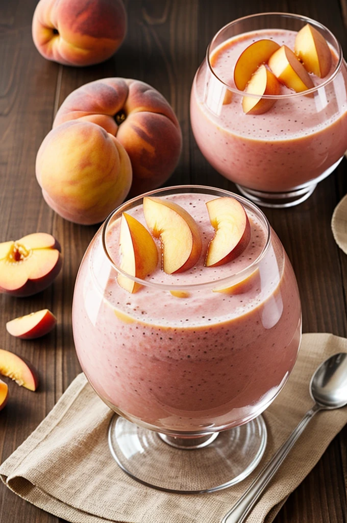 I would like a peach smoothie that is in a domed glass.