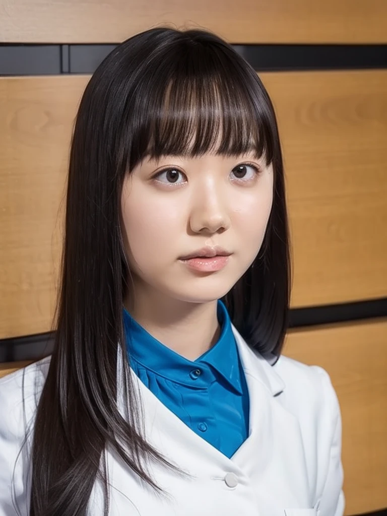 slender girl, (make up:1.1), (ニットセーター:1.2), middle breasts, at school room, (upper body shot:1.1), round face