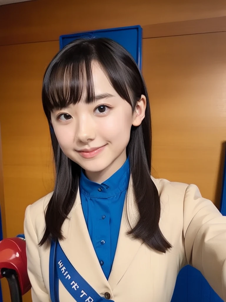 slender girl, (make up:1.1), (ニットセーター:1.2), middle breasts, at school room, (upper body shot:1.1), round face