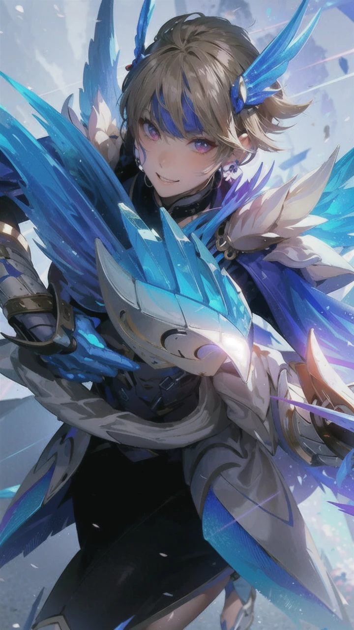 masterpiece, best quality,  full body,
1girl, bangs, black choker, black necktie, blonde hair, blue skirt, blush, bracelet, breasts, choker, clothes around waist, collarbone, collared shirt, cowboy shot, dress shirt, ear piercing, eyebrows visible through hair, gradient hair, grin, gyaru, jewelry, kogal, long hair, looking at viewer, loose necktie, necktie, piercing, plaid, plaid skirt, pleated skirt, red eyes, ring, , shirt, skirt, smile, solo, white shirt,
street, sky, cherry blossoms, petals,illustration, (magazine:1.3), (cover-style:1.3), fashionable, woman, vibrant, outfit, posing, front, colorful, dynamic, background,  elements, confident, expression, holding, statement, accessory, majestic, coiled, around, touch, scene, text, cover, bold, attention-grabbing, title, stylish, font, catchy, headline, larger, striking, modern, trendy, focus, fashion,