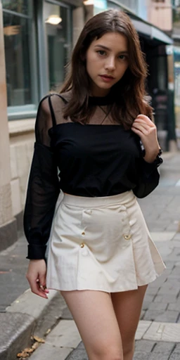 24 year old girl, with skirt and blouse