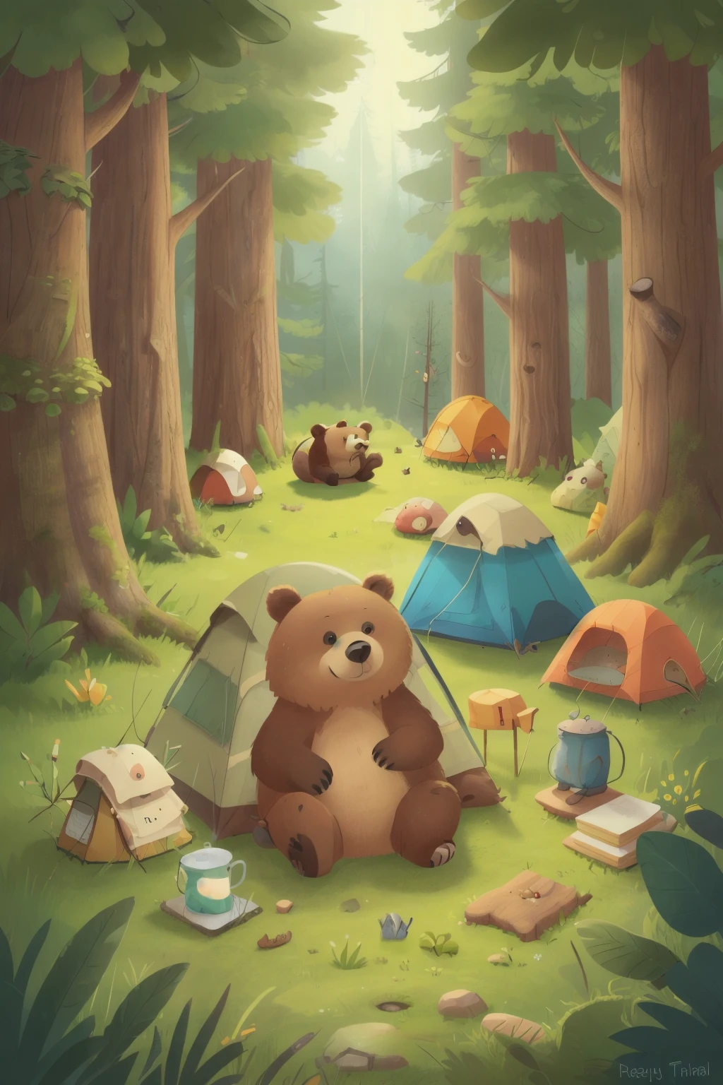 a bear is camping, ???, Deciduous Forest 