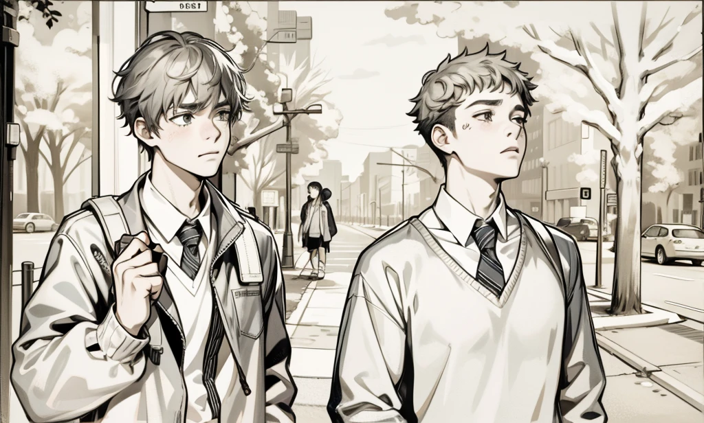 two 18 year olds are talking, they are sad and worried, they walk together.