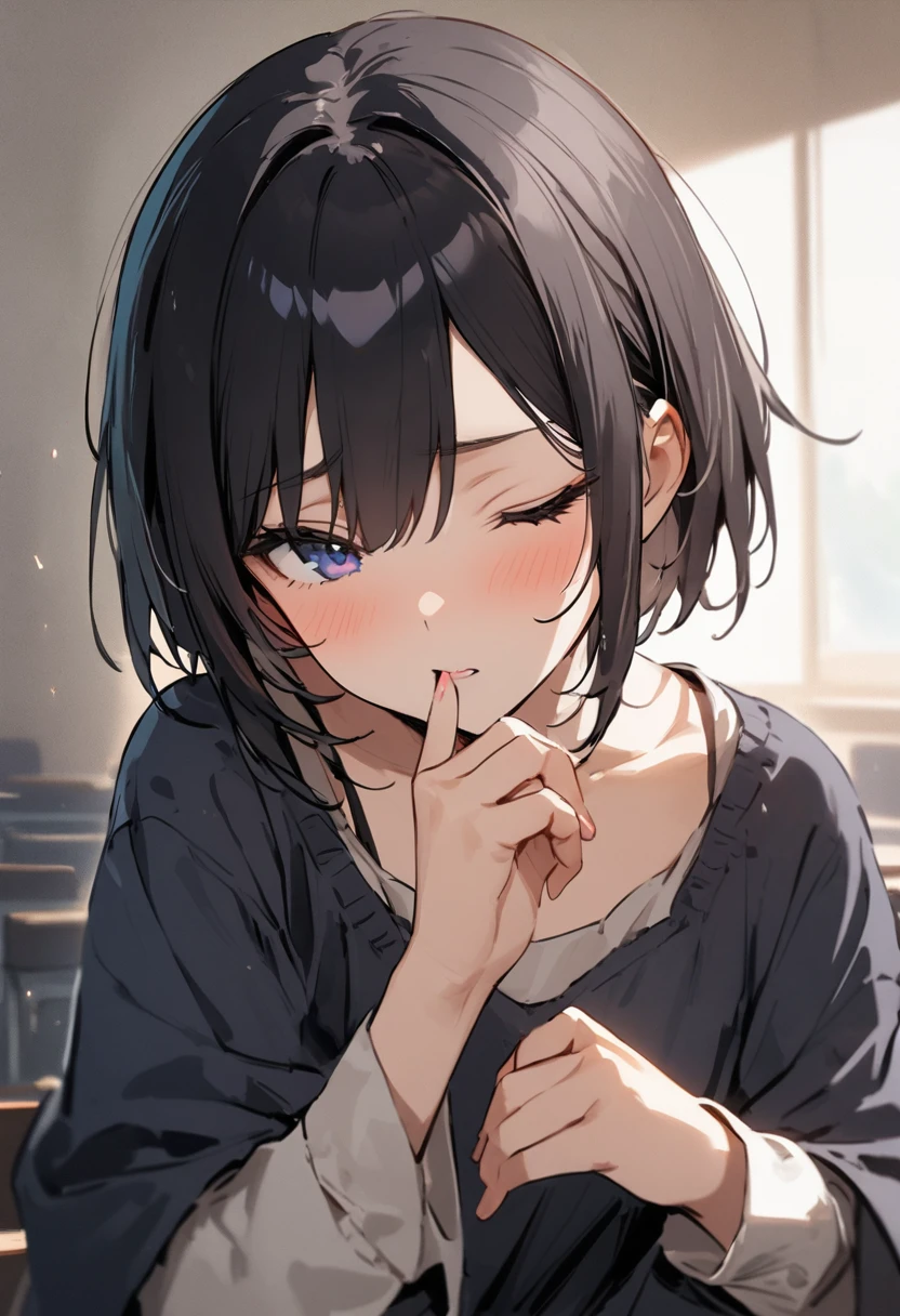 Inserting a dick into one eye、、eye shot、Girl、Girl、Short、Younger、、Baby Face、flat chic Angle、masterpiece、best quality、ultra-detail、School、In the classroom
