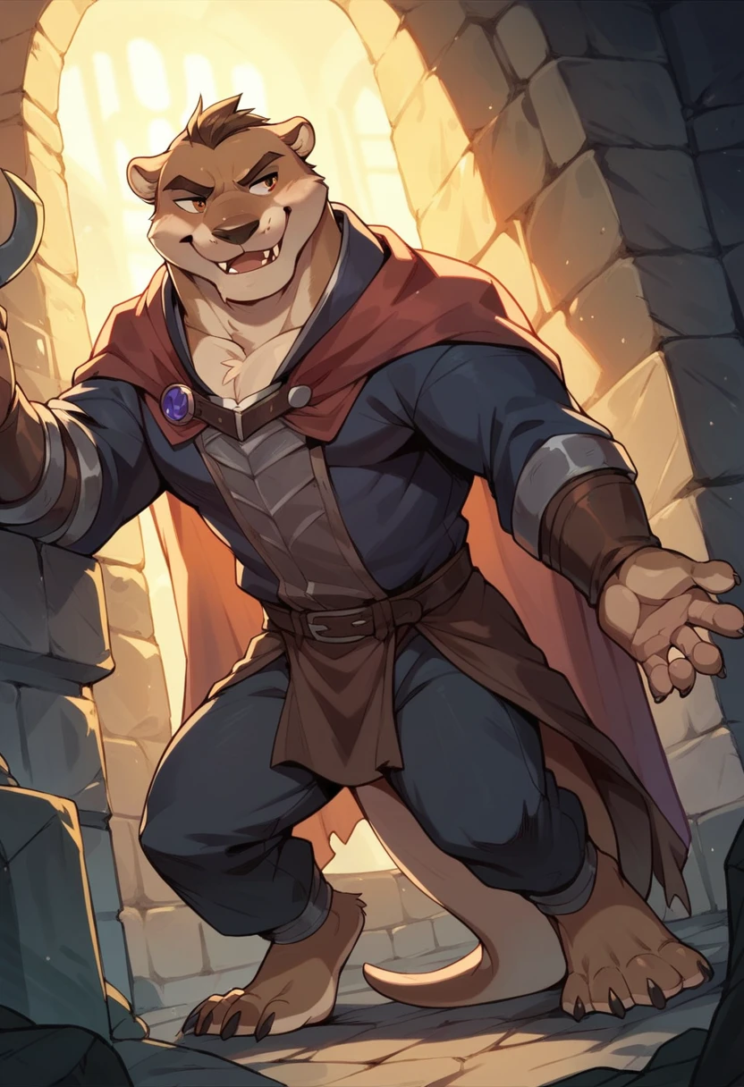 Otter, male, dungeon and dragons, king, wizard