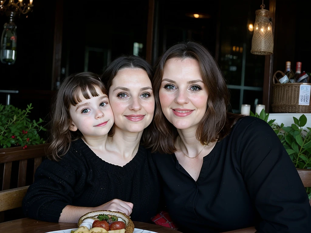 2heads, mom and daughter, (one head:1.5 child), (one head:1.5 adult)