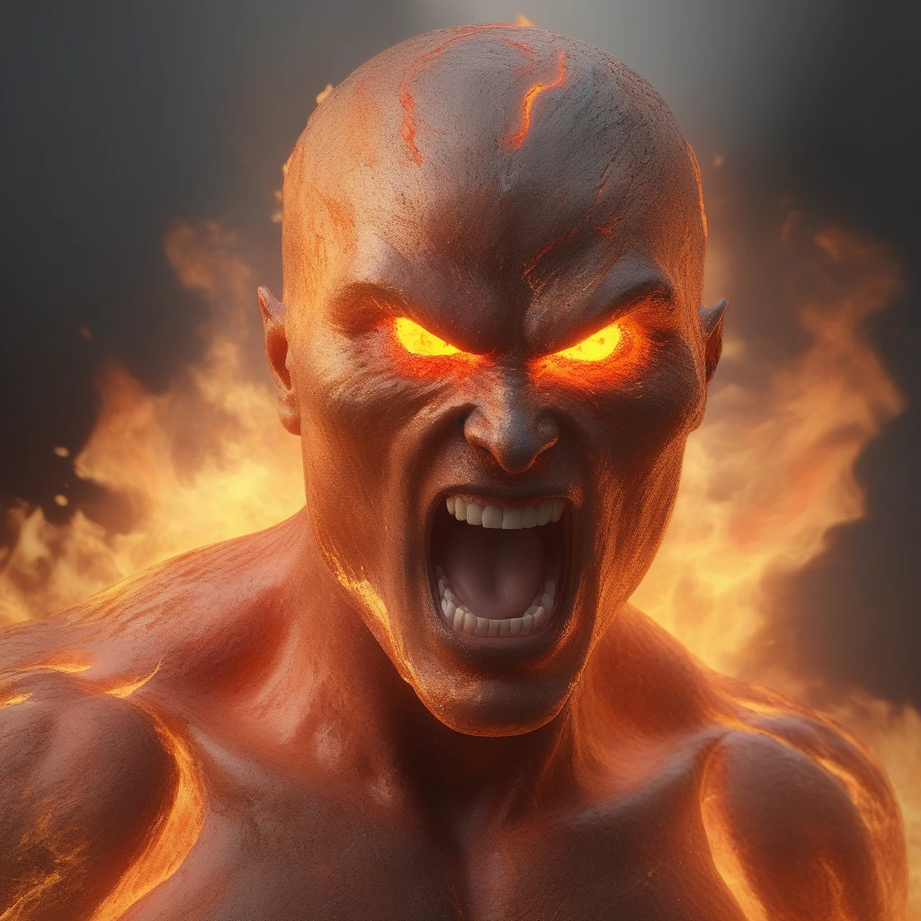 flame, Flowing lava, Angry Head,Eyes and mouth spit fire ultra high resolution, (((masterpiece))), (((best quality))), ((Very detailed)), ((Extremely refined)),light, Detailed environment (real), Motion Blur, Depth of Field,