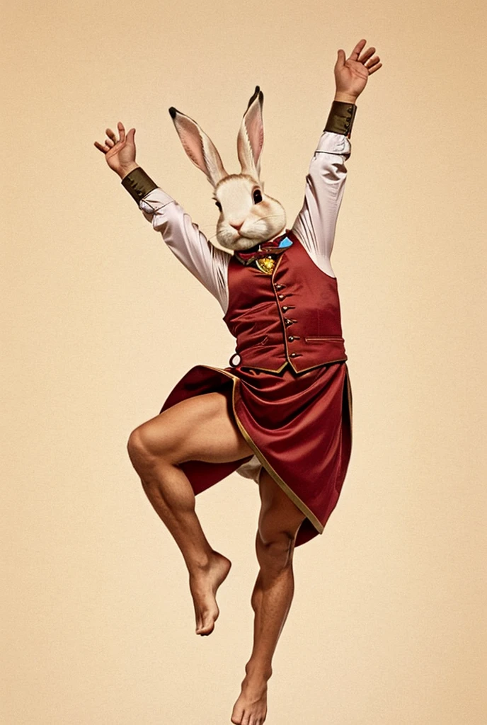 Rabbit, male, Jumping, feet raised, wizard