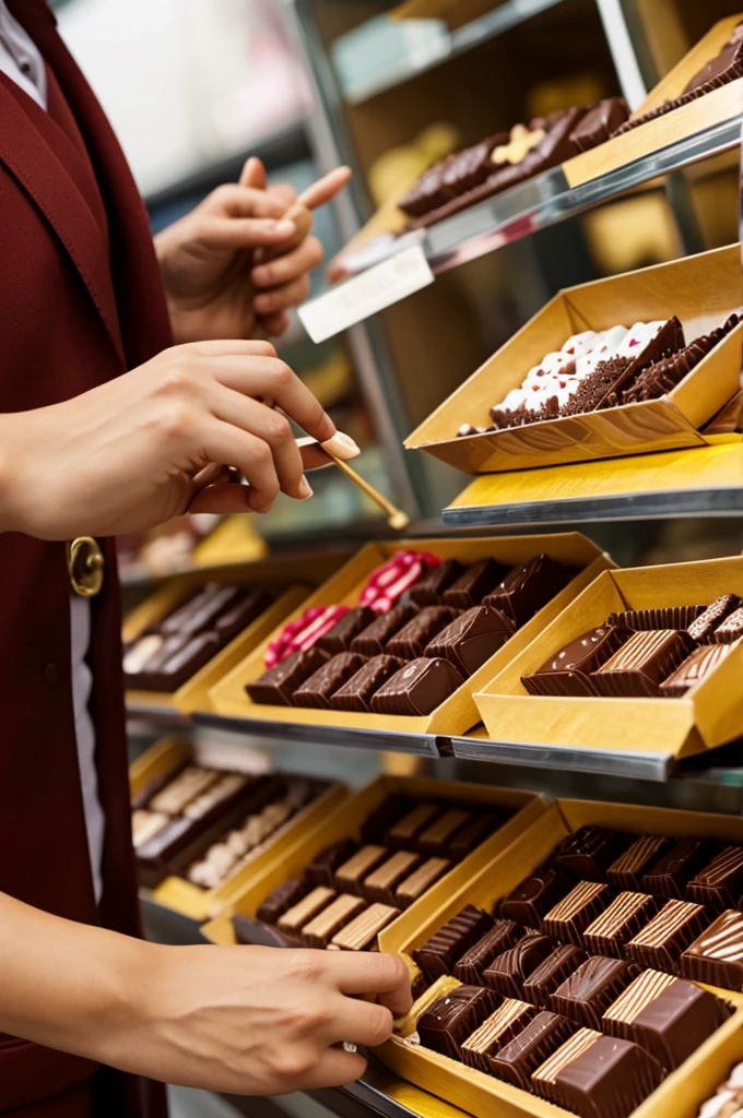 A person selling chocolates on promotion 