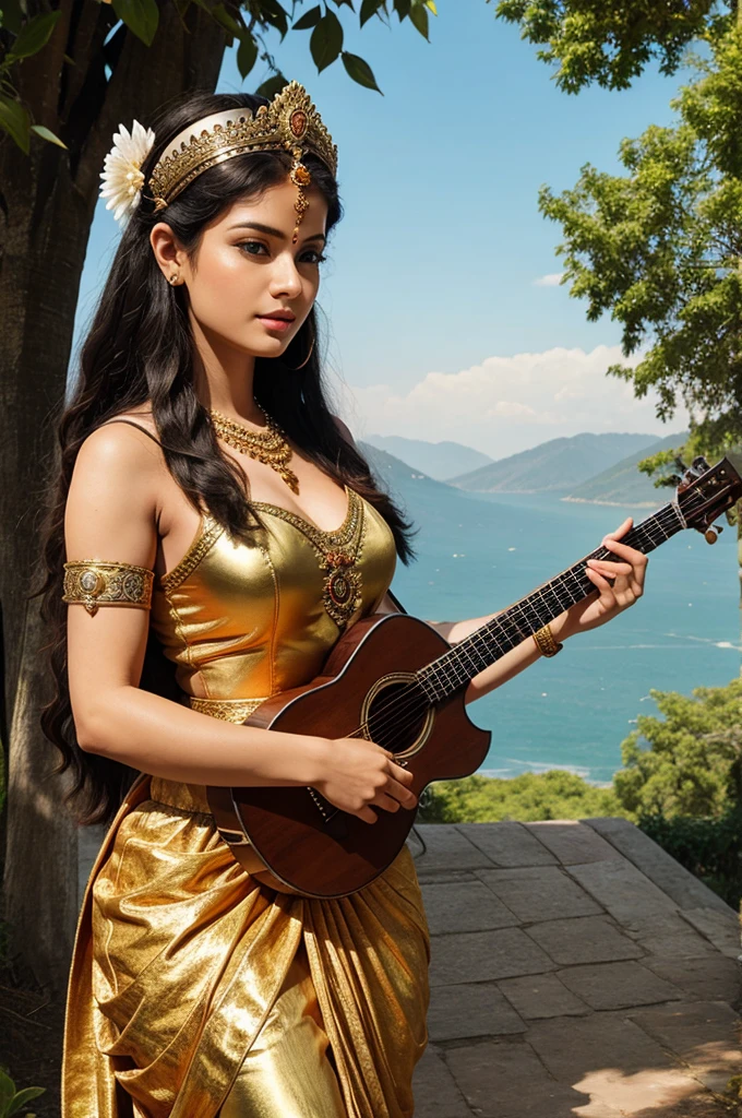 Goddess sarasvati with music 