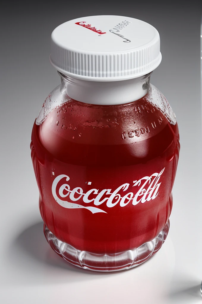 Transparent coca cola bottle,white colour text coca cola,red colour repper, cap hole flow pepsi upside