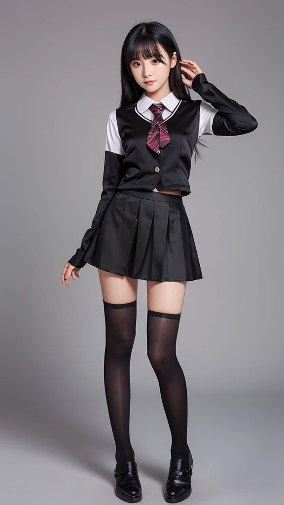 Black silk school uniform skirt