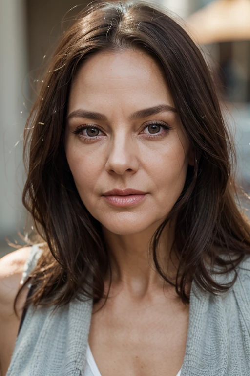 woman 60 years old, dark hair, long hair, full lips, big forehead, An open face, Pronounced wrinkles, gorgeous face, complex parts, hyper realistic eyes, volumetric lighting, Best quality, masterpiece, Tone Mapping, sharp focus