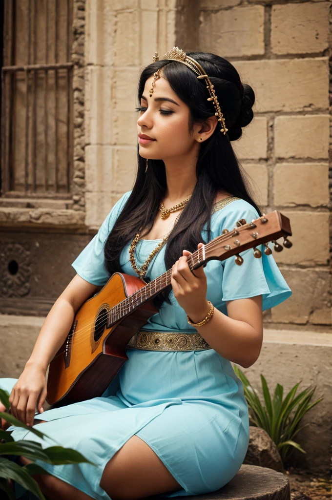Goddess sarasvati with music