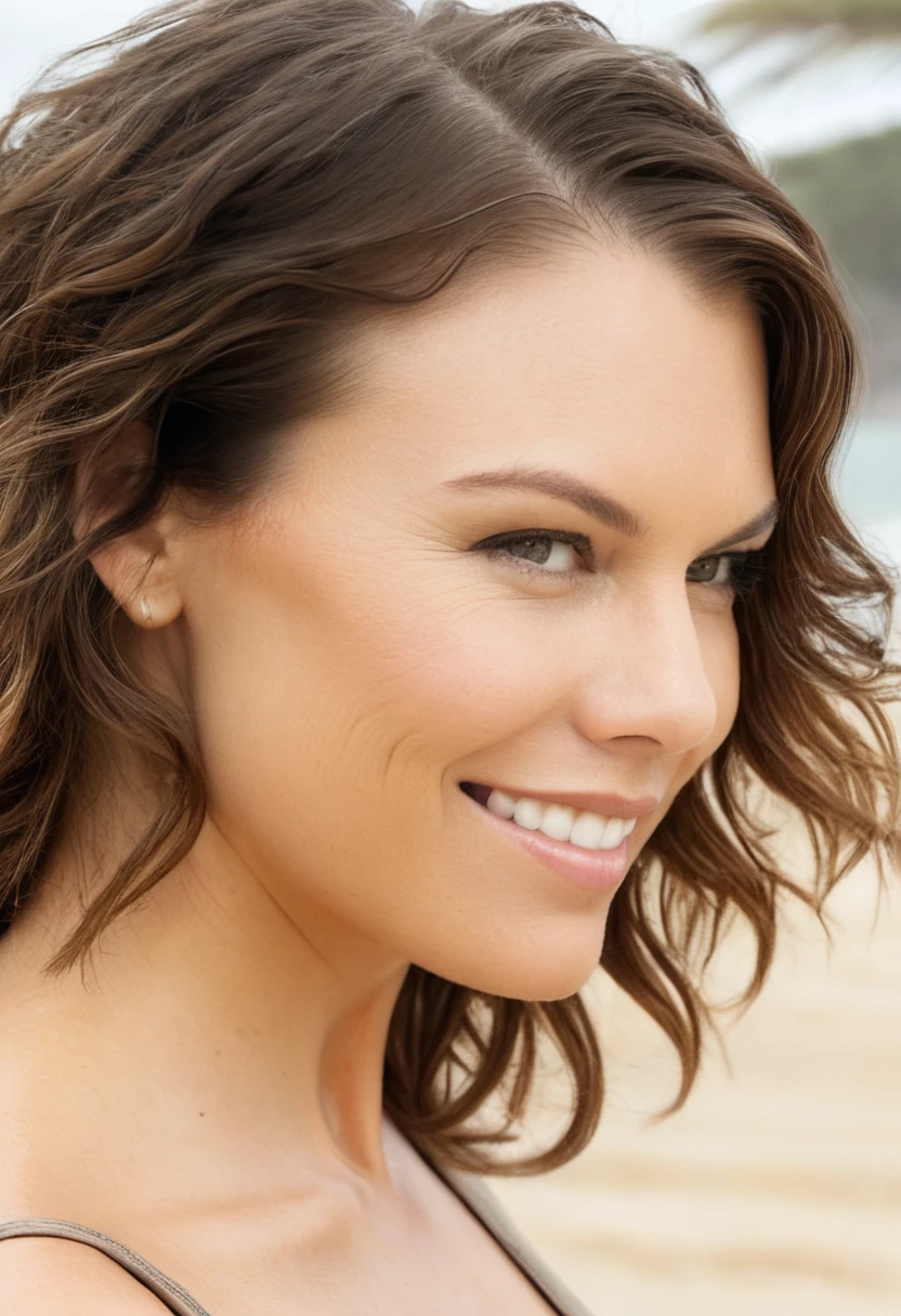  high quality  Erotic shot ,  celebrity erotic photograph , (lauren_cohan), elegant mouth closed smile, pretty , 35 yo woman, photoshoot, wearing a  sweaty sexy top slight curly hair:1.4, extremely long  hair , erotic photoshoot  , exhausted look, wet, shiny sweaty skin, seductive smiling , posing  on beach, wet hair, erotic lighting , rosy white pale  skin tone , erect nipples , celebrity, female,  woman, hollywood actress, , erotic angle  , fleshy muscular woman  , ( natural lights, photorealistic,  depth of field, insanely detailed skin texture, hyper detailed features ) 