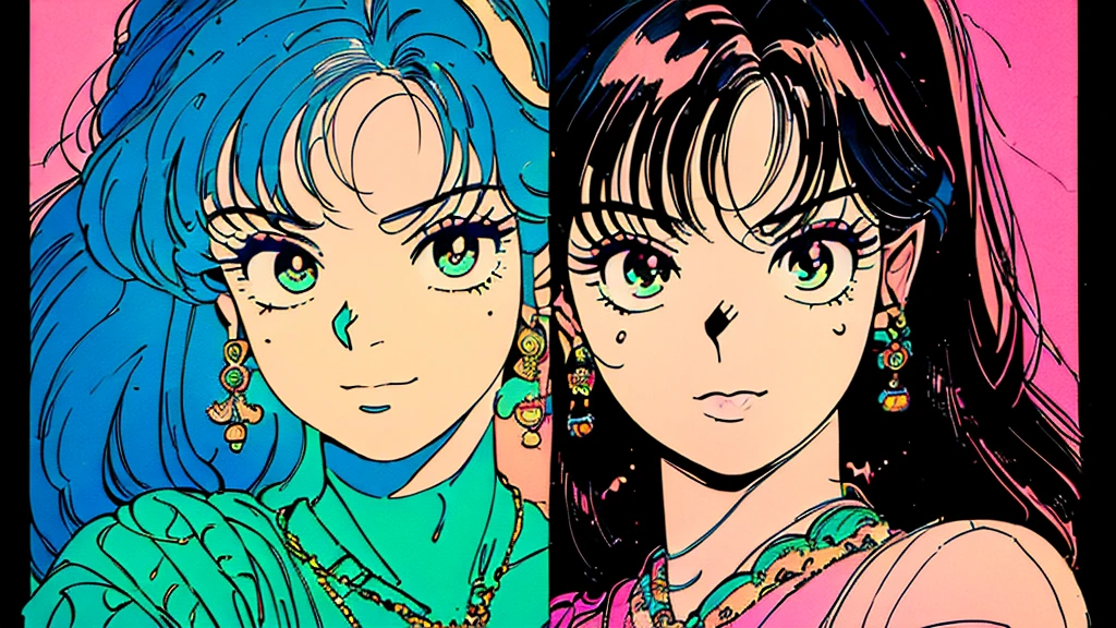 ((highest quality, 8k, masterpiece:1.3), 90s, angry expression, retro pop, girl, high quality, smiling, emotional, beautiful detailed eyes, long eyelashes, beautiful detailed lips, extremely detailed face and portrait, photorealistic, vibrant colors, soft lighting, dynamic pose, intricate details, digital painting)