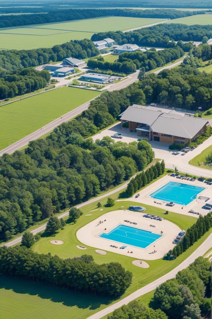 A futuristic style farm, com wood, horses ,2nd houses , parking with luxury cars and motorbikes, a huge swimming pool, a big lake ,a football field and a volleyball field.
And do it as if it were done with graphite pencil