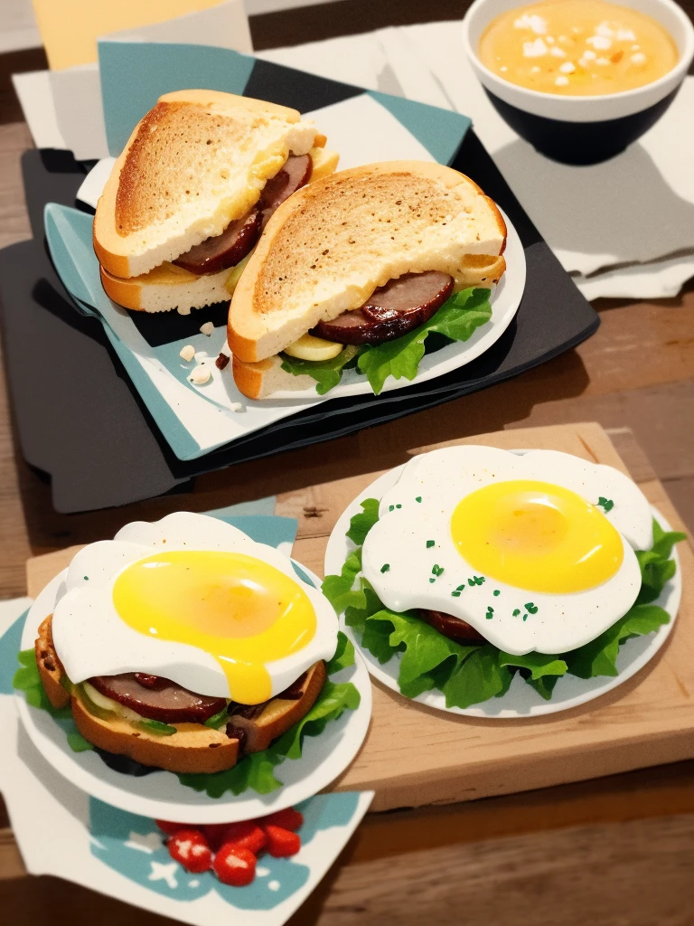 breakfast It is the first meal of the day, usually eaten in the morning. Sausage, egg and cheese breakfast sandwich