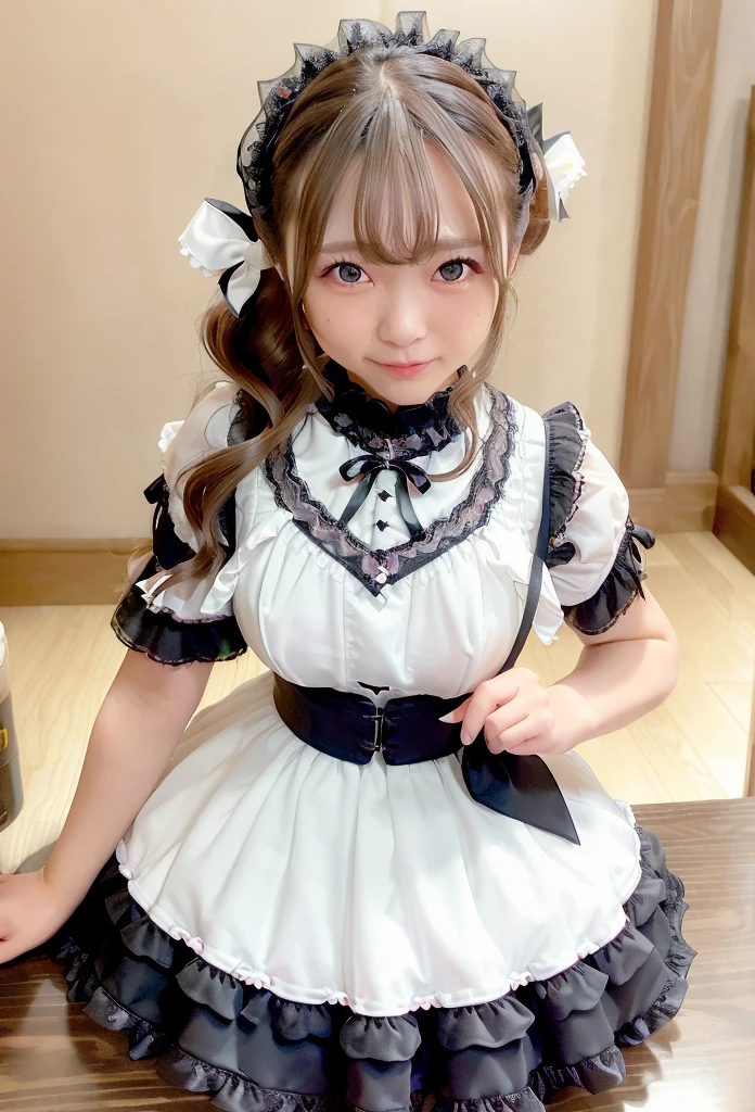 (Realistic:1.3), In detail, quality, Rembrandt Lighting, (Tabletop:1.2), (Realistic:1.2), (最高quality), (Detailed skin:1.3), (Complexディテール), dramatic, Ray Tracing, One Girl, Japanese girl, 、Big eyes、smile, Twin tails, Twin Loop Hair, Parted bangs, Big ample breasts, jirai fashion, Gothic Lolita Fashihort dress, Frills, race, ribbon, Complex, (Tokyo Street, Harajuku, sunny day), Browsing Caution,