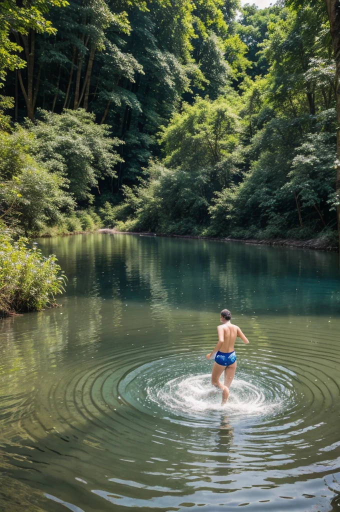 swimming in the river