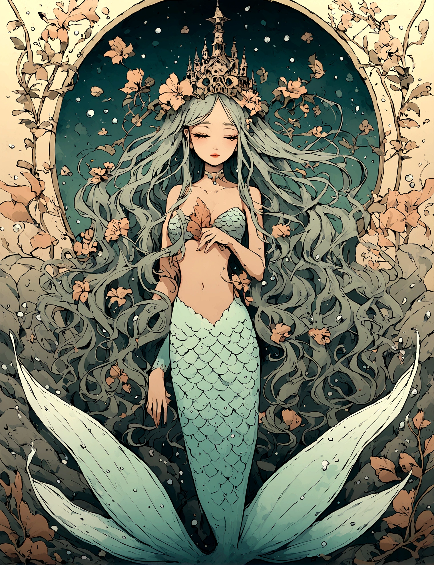 Enhanced dynamic perspective,ocean floor、Marine life、Beautiful coral reef、(mermaids:1.3),Bright colors,dream magical,optic,Realiy,Hyper-realistic,Works of masters,high qulity,4K分辨率,super-fine,Detailed pubic hair,Accurate,Cinematic lighting,