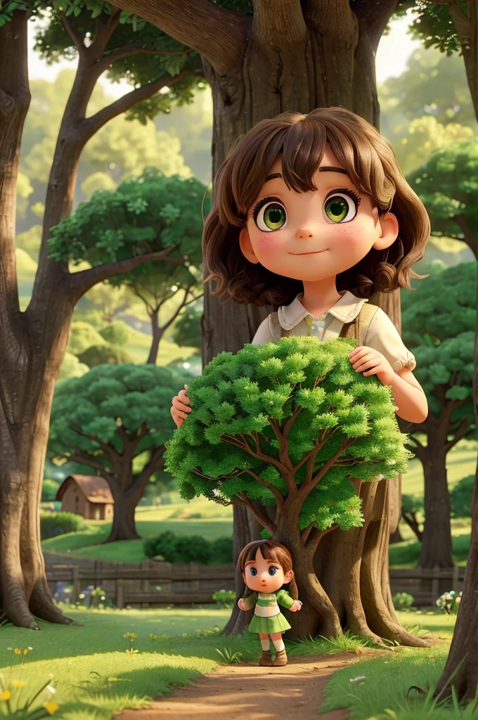 In a small village surrounded by rolling hills and green meadows, there lived a young girl named Lily. Lily was known for her bright eyes and love for adventure. One day, while exploring deeper into the forest than she had ever gone before, she stumbled upon a shimmering door nestled among the roots of an ancient oak tree.