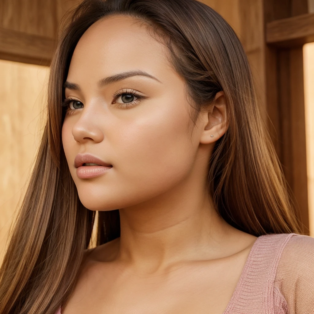 A Beautiful Girl like, Chubby, medium-tall height, endomorphic build, light eye color, pinkish or golden hue skin tone, possibility of being foreign (but not always). Big forehead.