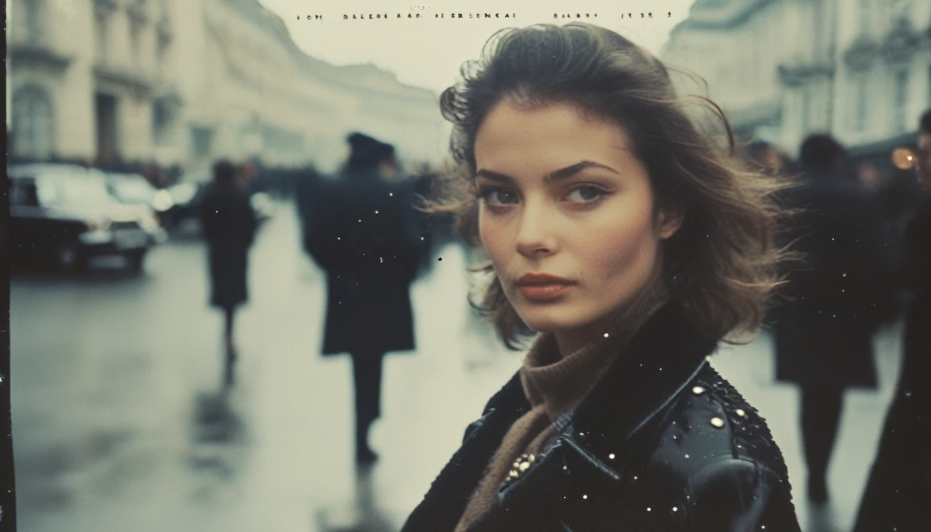 35mm vintage street photo of cutest lady ever wearing balenciaga walking in the street, bokeh, professional