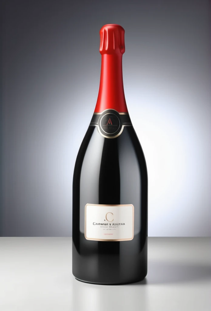 a luxury bottle of champagne with a red design
a black case for storing the luxury champagne bottle
all-letter design
ultra-luxury feeling
8k