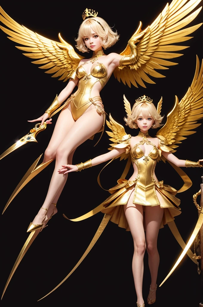 Golden scissors with wings around them